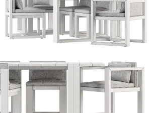 restoration hardware - bahia table and chair set teak 3D Model