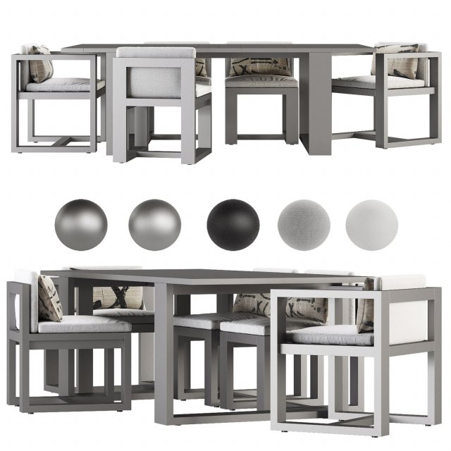 restoration hardware - bahia table and chair set Modelo 3D .c4d .max .obj .3ds .fbx .stl .blend 