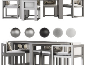 restoration hardware - bahia table and chair set 3D 모델