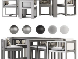 restoration hardware - bahia table and chair set 3D Model