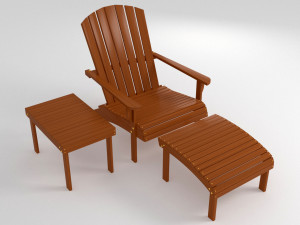 adirondack armchair footrest side table 3D 모델