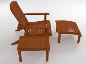 adirondack armchair footrest side table 3D Model
