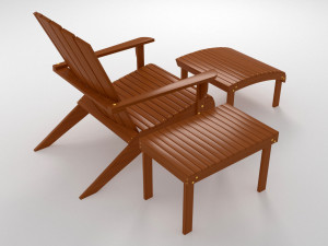 adirondack armchair footrest side table 3D Model