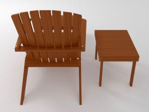 adirondack armchair footrest side table 3D Model