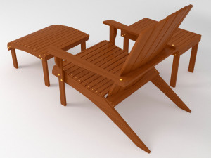 adirondack armchair footrest side table 3D Model
