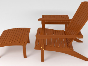 adirondack armchair footrest side table 3D Model
