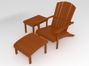 adirondack armchair footrest side table 3D Model