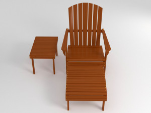adirondack armchair footrest side table 3D Model