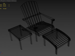 adirondack armchair footrest side table 3D Model