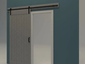herringbone wood barn door 3D Model