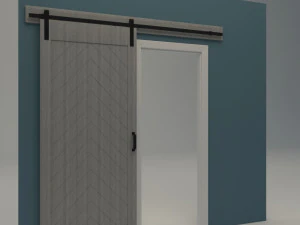 herringbone wood barn door 3D Model