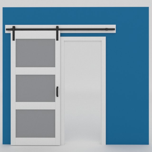 3-panel barn door 3D Model .c4d .max .obj .3ds .fbx .stl .blend 