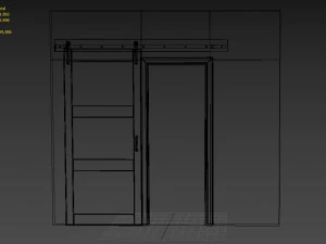 3-panel barn door 3D Model