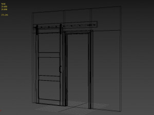 3-panel barn door 3D Model