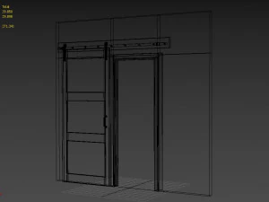 3-panel barn door 3D Model