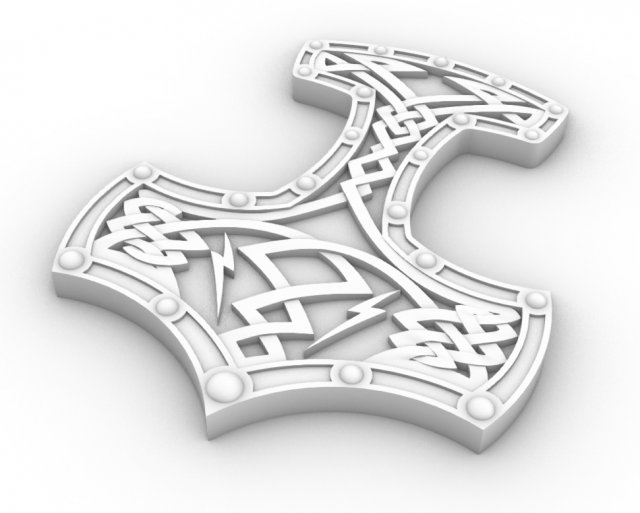 thors hammer pendant Modello 3D .c4d .max .obj .3ds .fbx .stl .blend 