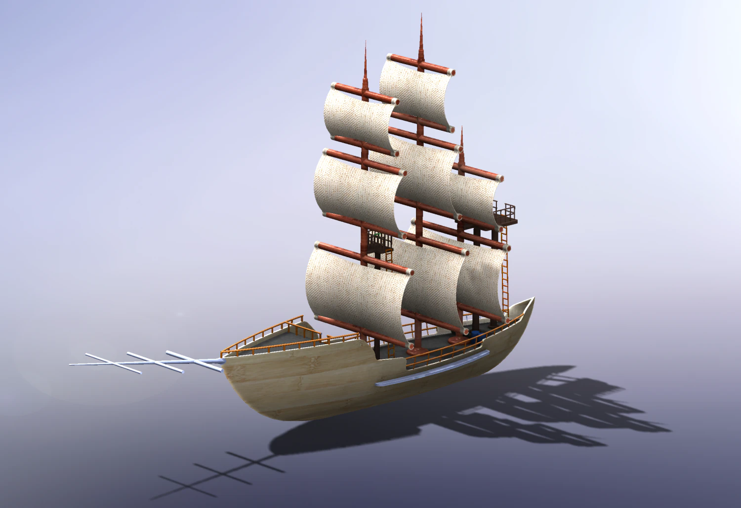 schaalmodel van een piratenschip 3D Model .c4d .max .obj .3ds .fbx .stl .blend 