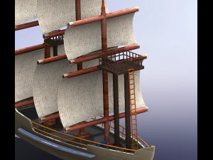 schaalmodel van een piratenschip 3D Model
