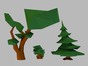 spruce shrub and tree 3D Model