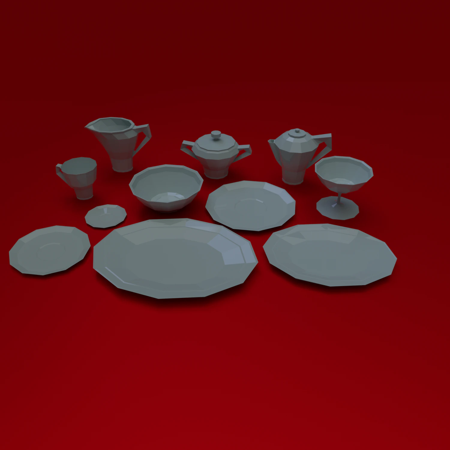crockery set low poly 3D Model .c4d .max .obj .3ds .fbx .stl .blend 