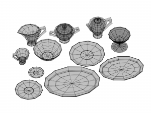 crockery set low poly Model 3D