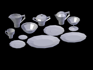 crockery set low poly Model 3D