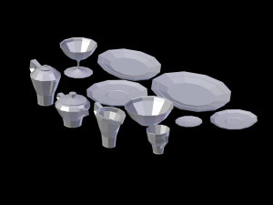 crockery set low poly Model 3D