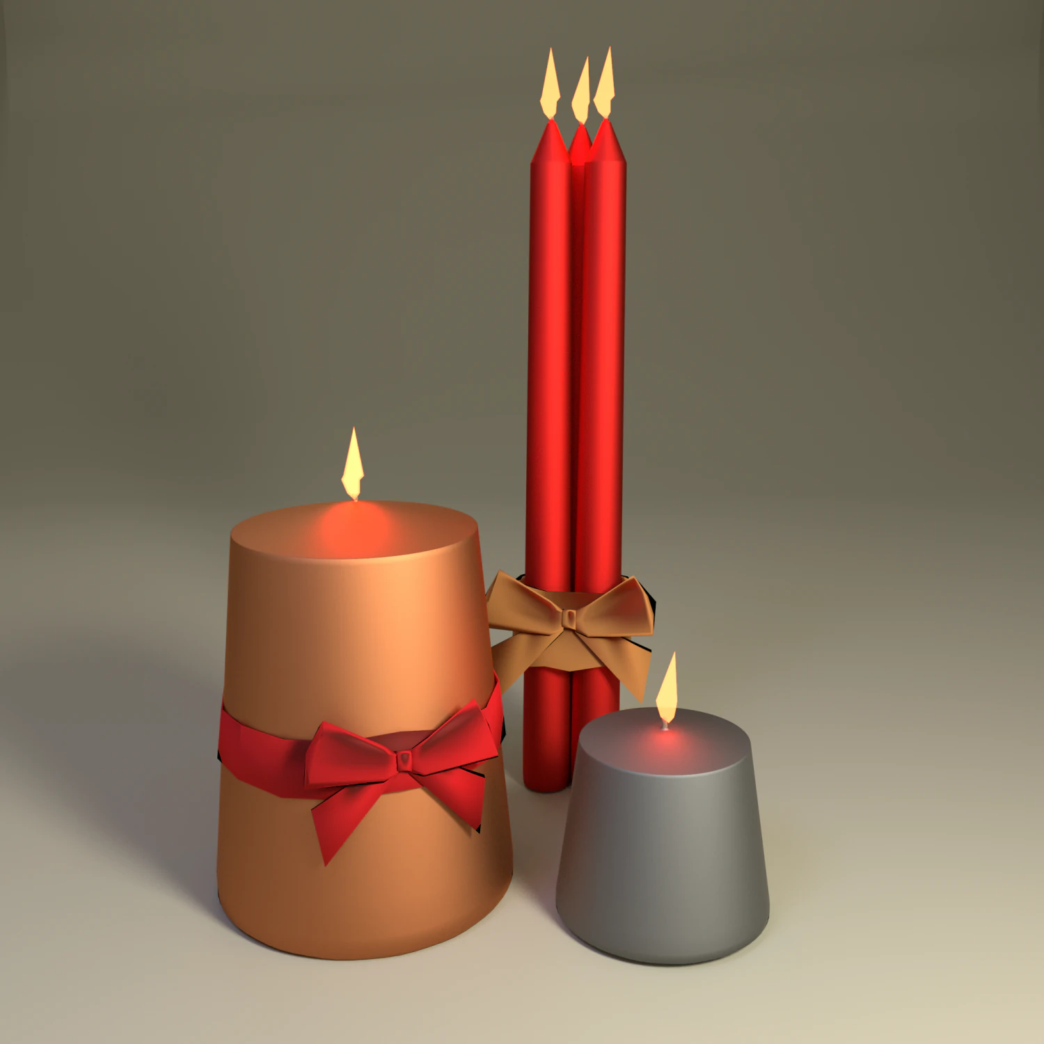 christmas candle set 3D Model .c4d .max .obj .3ds .fbx .stl .blend 