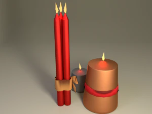 christmas candle set 3D Model