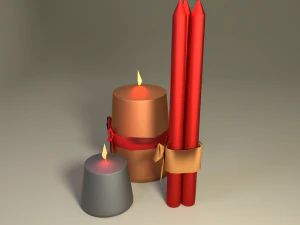 christmas candle set 3D Model