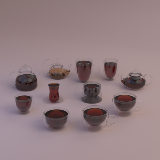 set of glass crockery Model 3D .c4d .max .obj .3ds .fbx .stl .blend 