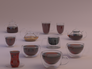 set of glass crockery Model 3D