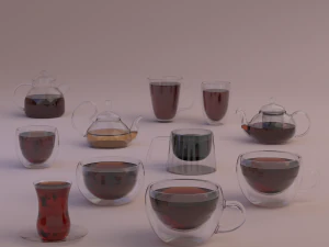 set of glass crockery 3D Model