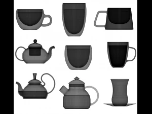 set of glass crockery 3D Model