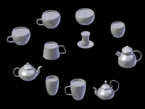 set of glass crockery 3D Model