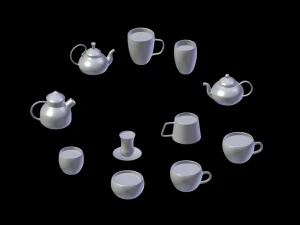 set of glass crockery 3D Model