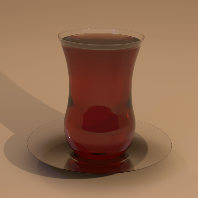 turkish bardak tea cup and glass plate 3D Модель .c4d .max .obj .3ds .fbx .stl .blend 