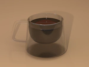 square double glass cup 3D Model