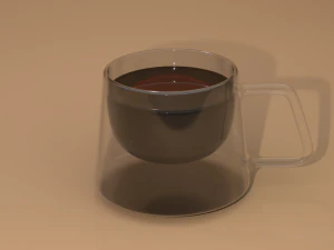 square double glass cup 3D Model
