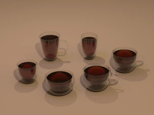 ガラスのコップのセット 3Dモデル