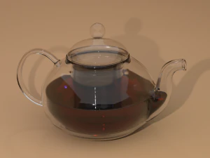 glass kettle with cap and teapot 3D Model