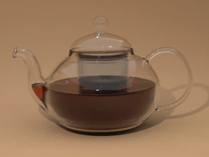 glass kettle with cap and teapot 3D Model
