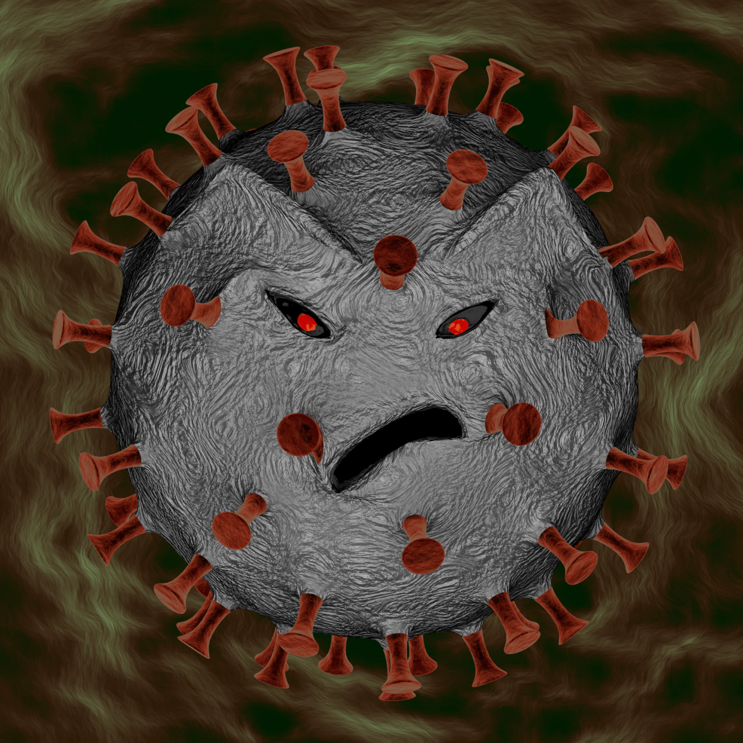 angry coronavirus 3D Model .c4d .max .obj .3ds .fbx .stl .blend