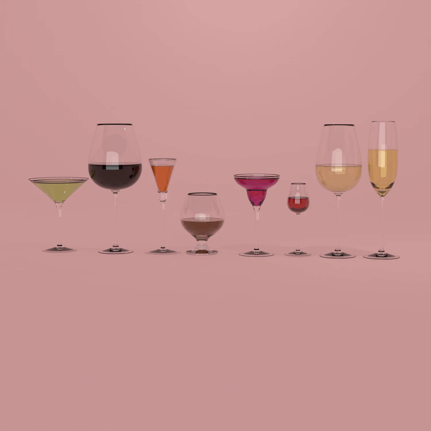 lot of different types of glasses 3D Model .c4d .max .obj .3ds .fbx .stl .blend 
