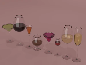 lot of different types of glasses 3D Model