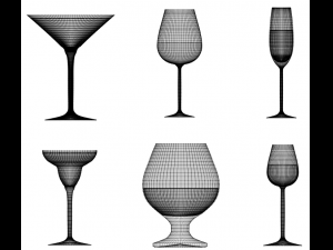 lot of different types of glasses Modello 3D