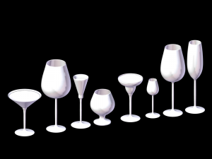 lot of different types of glasses Modello 3D