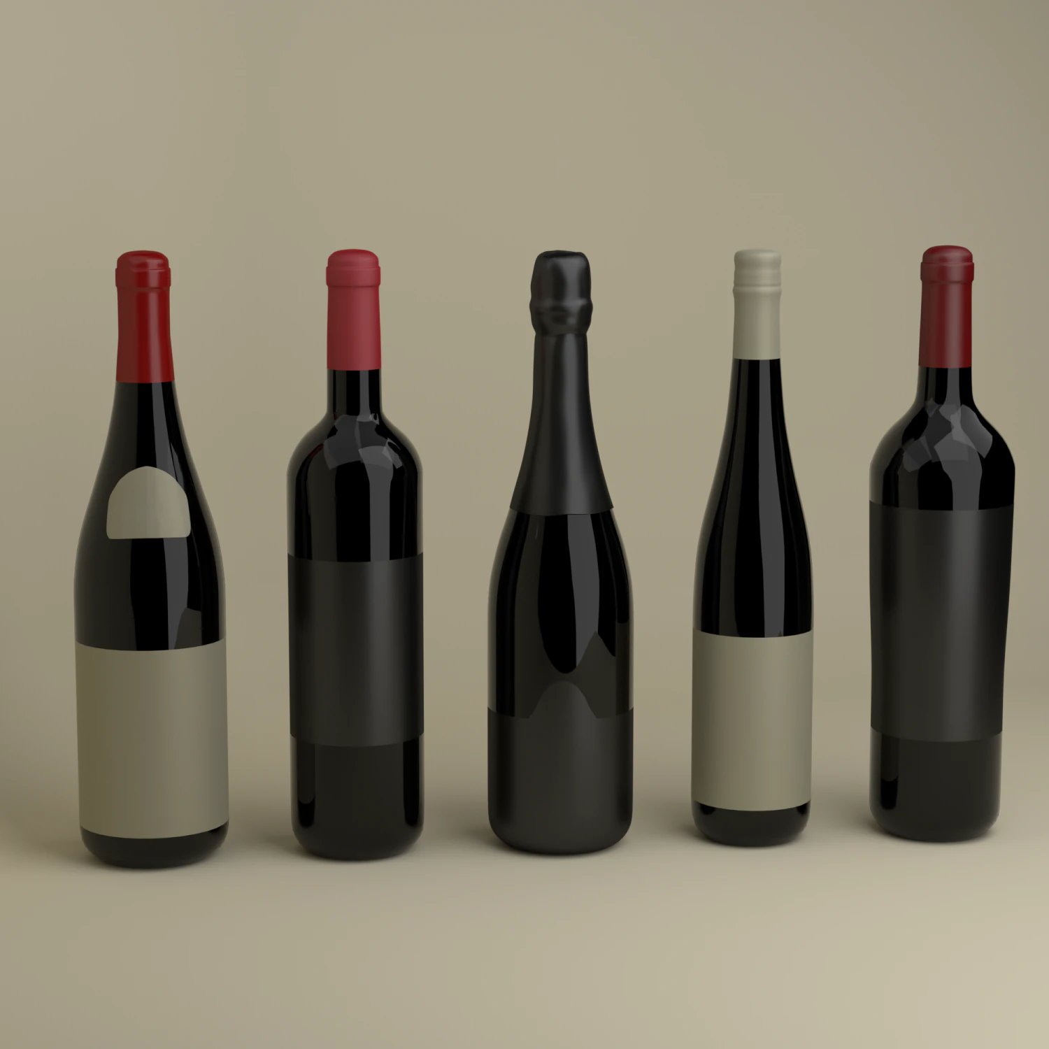 french wine bottles 3D Model .c4d .max .obj .3ds .fbx .stl .blend