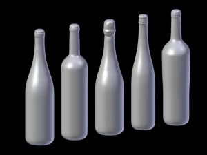 french wine bottles 3D Model