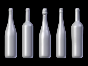 french wine bottles 3D Model